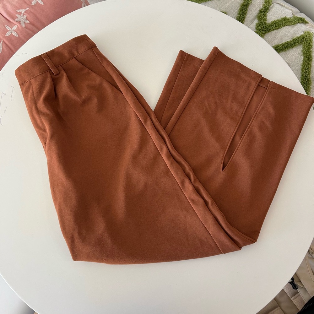 Orange Work Pants with Slits in bottom